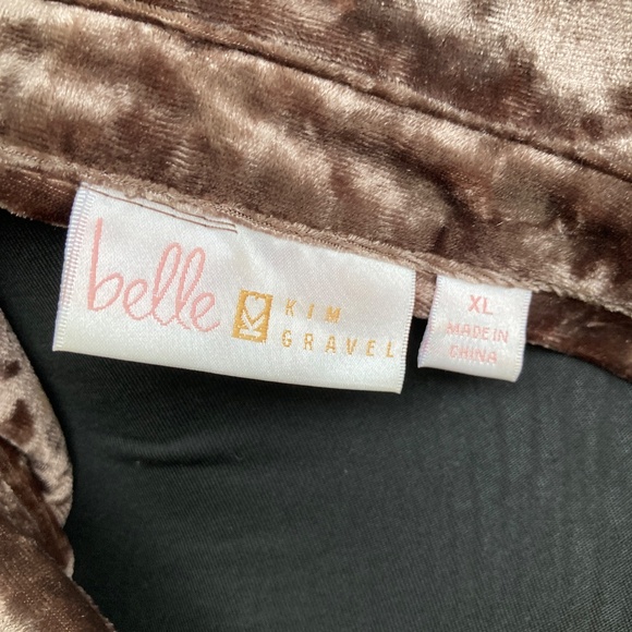 Mocha Crushed Velvet Button Up - Picture 8 of 9